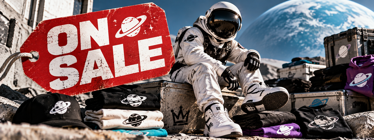 Kreative Dimensions On Sale collection featuring astronaut and space inspired apparel