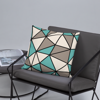 Polygon Throw Pillow (Teal/Beige)