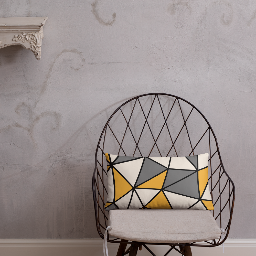 Polygon Throw Pillow (Yellow/Grey)