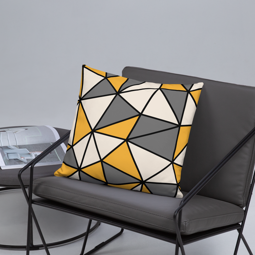 Polygon Throw Pillow (Yellow/Grey)