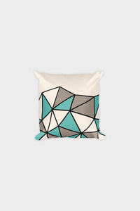 Polygon Cut-Off Throw Pillow (Teal/Beige)