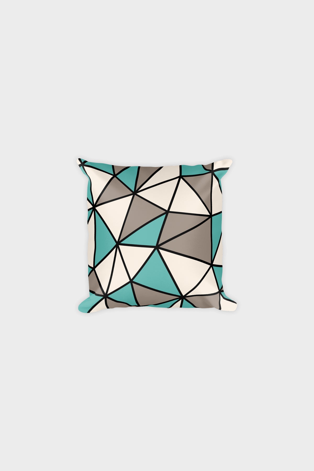 Polygon Throw Pillow (Teal/Beige)