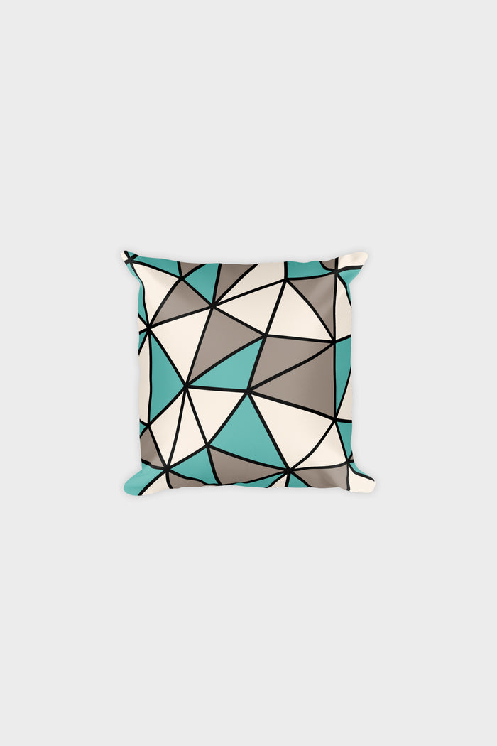Polygon Throw Pillow (Teal/Beige)