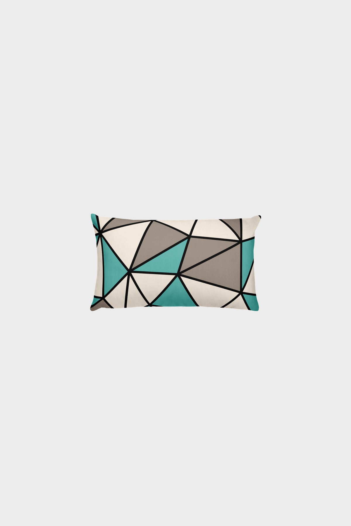 Polygon Throw Pillow (Teal/Beige)
