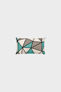 Polygon Throw Pillow (Teal/Beige)