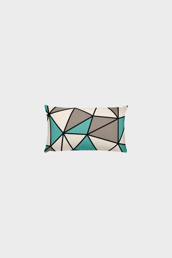 Polygon Throw Pillow (Teal/Beige)