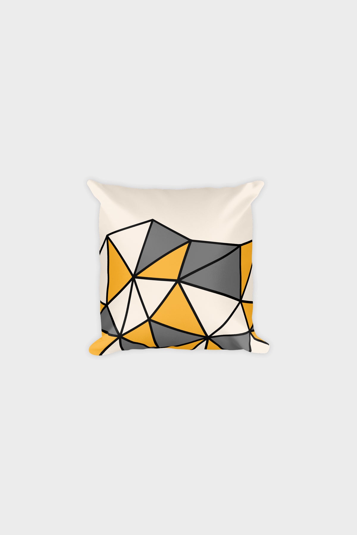 Polygon Cut-Off Throw Pillow (Yellow/Grey)