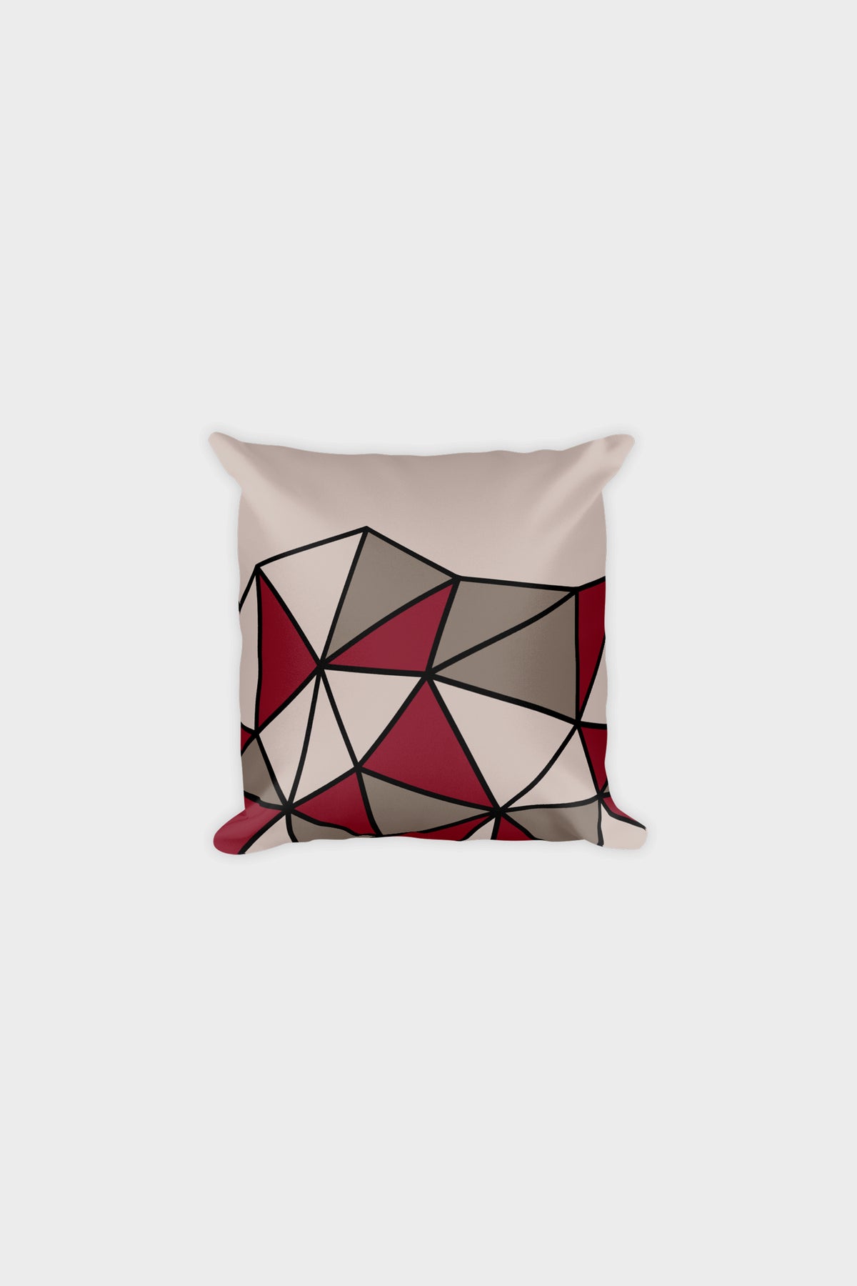 Polygon Cut-Off Throw Pillow (Maroon/Beige)