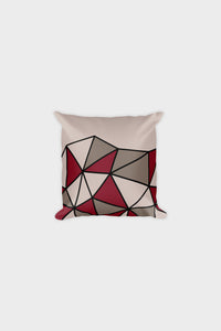 Polygon Cut-Off Throw Pillow (Maroon/Beige)