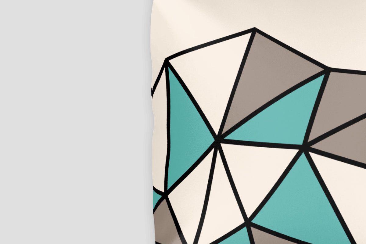 Polygon Cut-Off Throw Pillow (Teal/Beige)