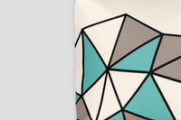 Polygon Cut-Off Throw Pillow (Teal/Beige)