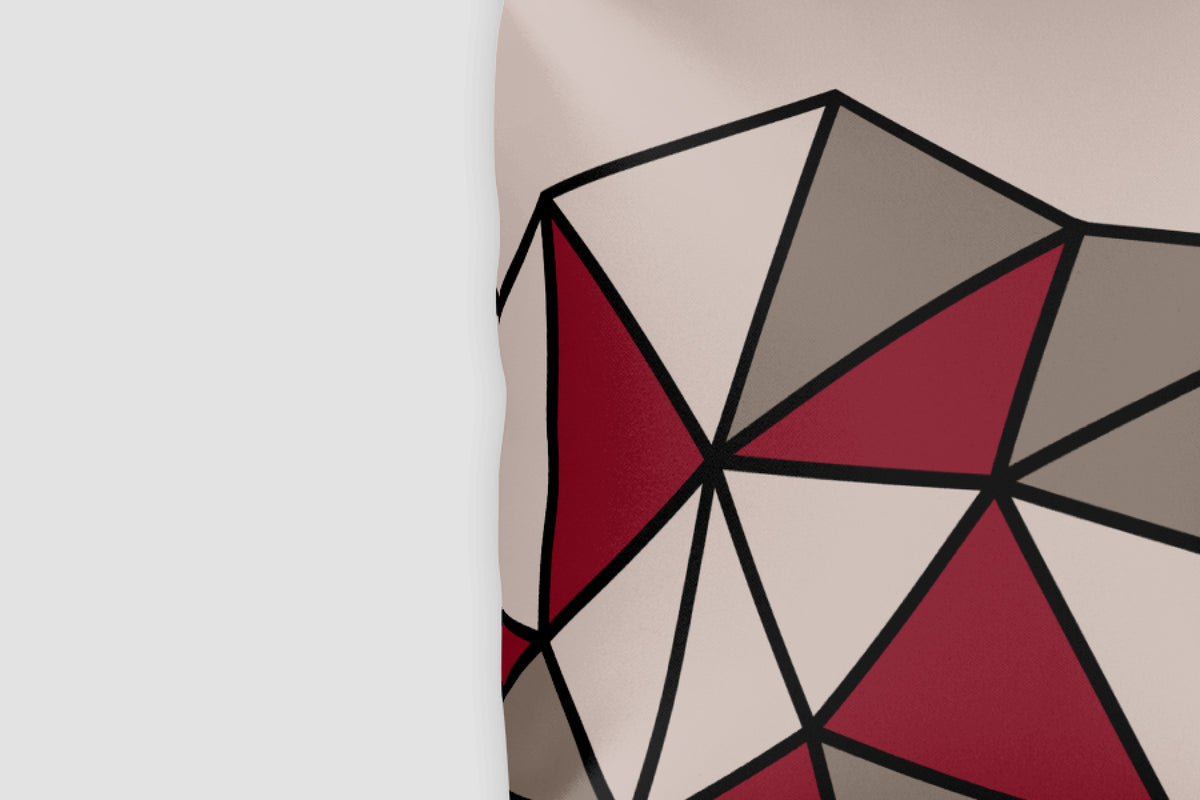 Polygon Cut-Off Throw Pillow (Maroon/Beige)
