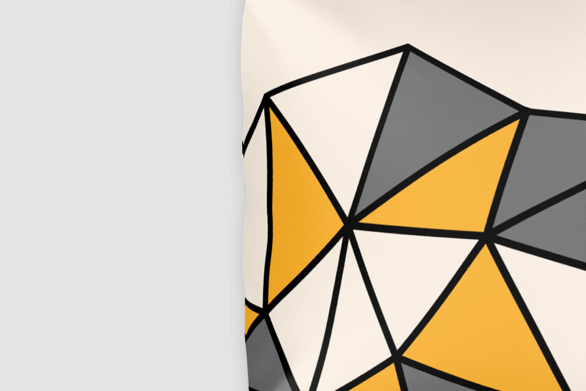 Polygon Cut-Off Throw Pillow (Yellow/Grey)